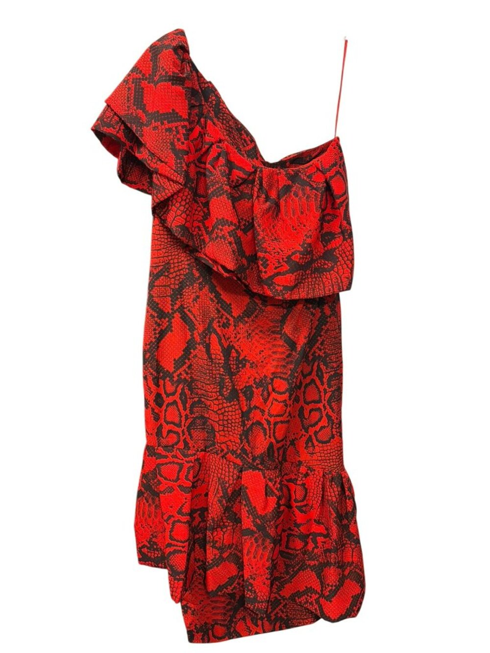 Solace London $720 Heppy One shoulder Snake Crepe Midi Dress Size 14 New - Picture 3 of 7